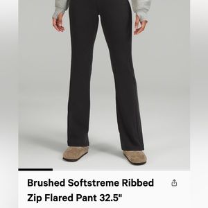 NWT lululemon Brushed Softstreme Ribbed Zip Flare Pants Black Size 0